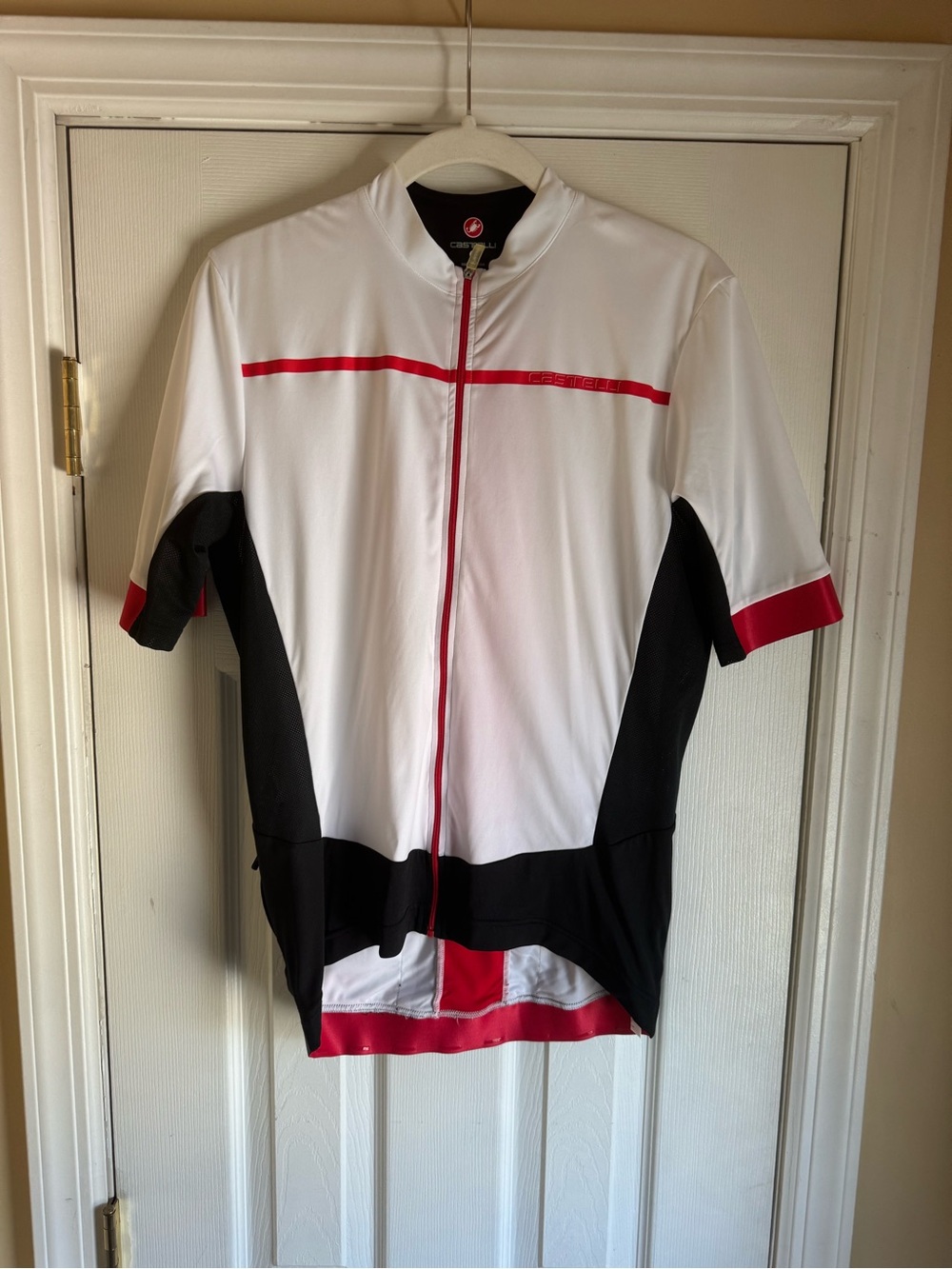 Castelli Men's White/Black/Red Cycling Jersey